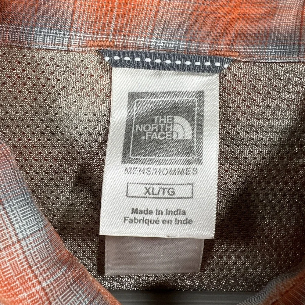 The North Face Shirt Mens XL Extra Large Orange Plaid Long Sleeve Button‎ Up